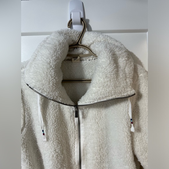 Roxy Sherpa cozy zip up cream sweater jacket size large - Picture 8 of 13